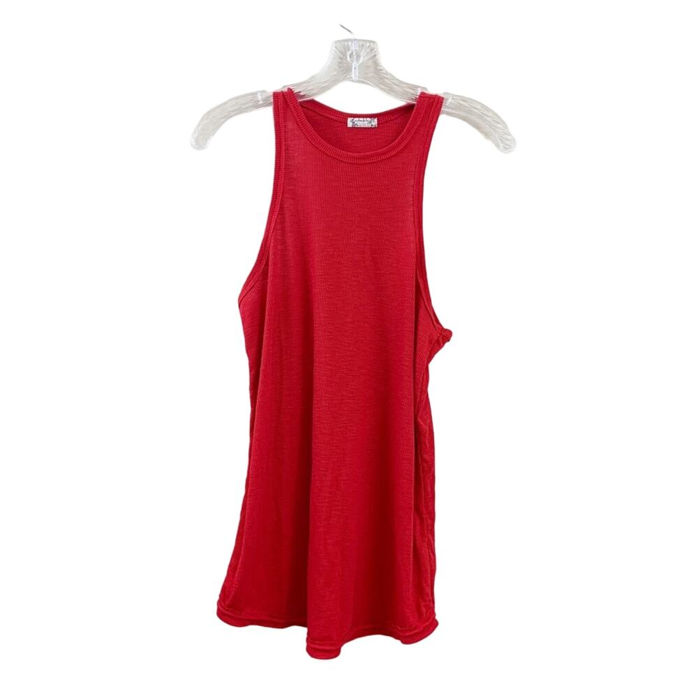 Free People Ribbed Red Racerback Tank Top